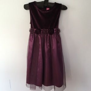 5/$25 Good Lad Party Sleeveless Dress velvet yoke rose detail sparkle netting